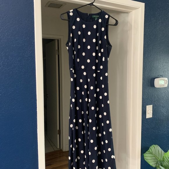 Blouse Femme Willi Smith Navy & White à Pois - Taille M - Occasion Très Bon État